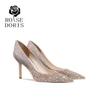【门店同款】Rose Doris新款高跟新娘单鞋女浅金色婚鞋伴娘鞋