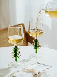 个性创意圣诞树红酒杯高颜值网红圣诞热红酒玻璃杯葡萄酒高脚杯