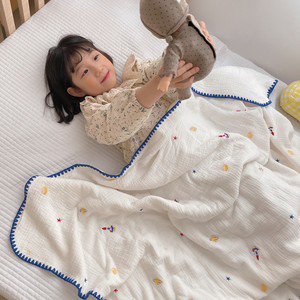 婴儿毯子夏季被子薄幼儿园空调被宝宝夏凉被盖被纱布儿童盖毯新生