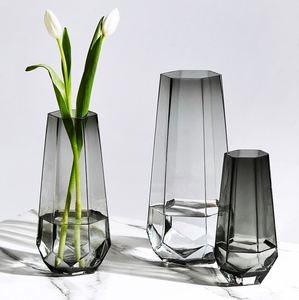 竹子大玻璃花瓶大口径透明插花水养特大号落地宽口高花长枝插花器