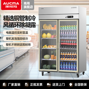 澳柯玛冷藏保鲜柜双开门三门蔬菜水果饮料冷藏展示柜商用立式冰箱