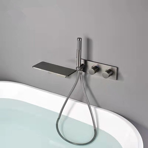 KOHLER/科勒᷂枪灰恒温墙出水龙头浴缸边式全铜瀑布入墙式淋浴