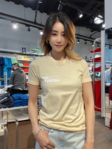 Lacoste法国鳄鱼夏季新款女士时尚潮流字母logo圆领短袖T恤衫上衣