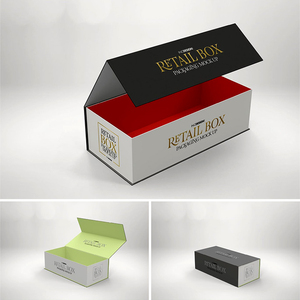 N155磁铁翻盖礼品包装盒子效果图智能贴图样机PS设计素材展示效果