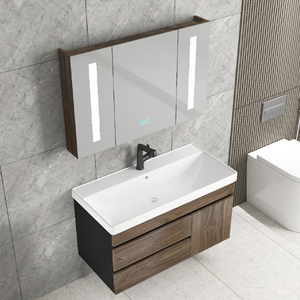 北欧实木浴室柜组合智能镜落地卫生间洗脸池洗漱台大盆陶瓷洗手盆