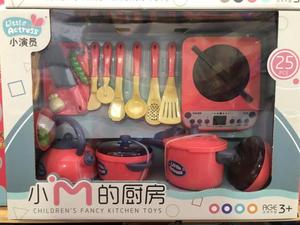 小演员小M的厨房仿真水壶电磁炉电饭煲平底锅厨具烧饭过家家玩具