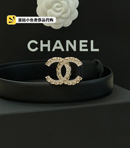 CHANEL/香奈儿 镶钻logo搭扣牛皮腰带 黑色 简约百搭 女士皮带