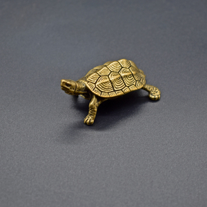 风水铜器摆件复古实心纯铜长寿乌龟摆件铜龟茶宠盖置实心铜乌龟