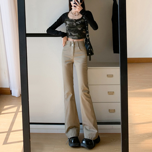 高腰牛仔裤女2023年秋冬新款今年的流行爆款裤子高腰显瘦微喇长裤