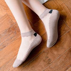 浪莎正品透明袜子女短袜浅口ins潮夏季薄款韩国可爱玻璃丝水晶袜