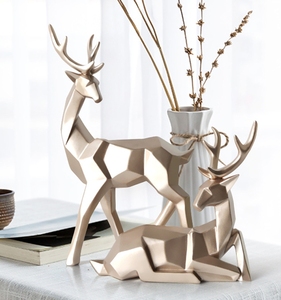 北欧风格几何麋鹿摆件工艺品创意店铺样板房办公室橱窗摆设装饰品