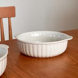 白屿 简约双耳南瓜碗陶瓷ins风日式家用可爱单个蒸蛋碗水果沙拉碗
