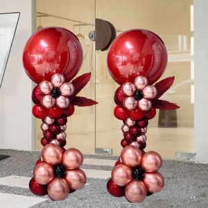 宝石红气球立柱企业公司年会周年庆乔迁婚礼布置宁波气球派对装饰