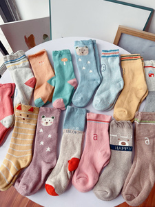 10双包邮儿童毛巾袜子冬加厚毛圈袜男童女童中长筒袜婴儿学生棉袜