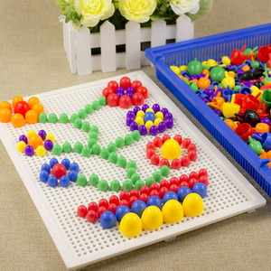 儿童益智玩具积木蘑菇钉组合拼插板拼图3-7岁宝宝智力生日礼物