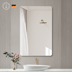 德国小户型竖版免打孔浴室镜子贴墙卫生间厕所自粘玻璃镜子定制