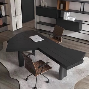 北欧现代简约实木电脑桌老板桌极简轻奢家用异形书桌设计师办公桌