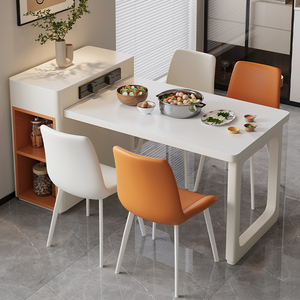 华庭鑫岛台餐桌可伸缩移动小户型北欧轻奢一体家用岩板餐桌椅组合
