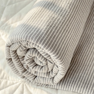 日式条纹加厚水洗棉床单单件非纯棉全棉纯色单人被单枕套三件套3
