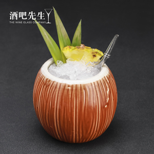 酒吧先生椰子造型提基TIKI杯陶瓷杯个性椰子壳女士特调鸡尾酒杯子