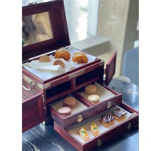新中式创意烤鸭盘酒店高档实木下午茶抽屉食盒点心盒糕点盘子餐厅