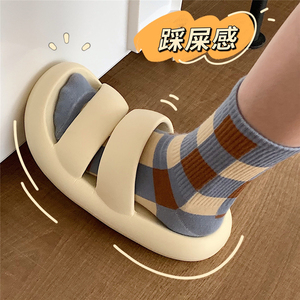 新款韩版2021女夏拖鞋双带纯色个性居家用浴室防滑软底EVA凉拖鞋
