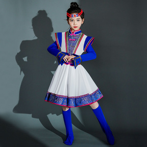 六一儿童蒙古服族少数民族蒙古袍服女族筷子舞服饰白马舞蹈演出服