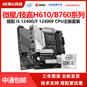 英特尔12400F B760M迫击炮H610M微星主板CPU套装七彩虹12490F