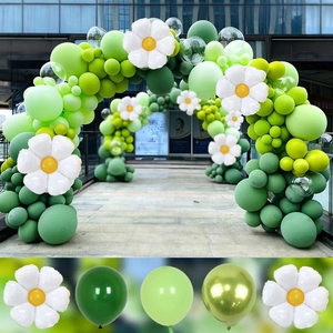 复古马卡龙牛油果绿色气球绿色森林系气球幼儿园生日装饰场景布置