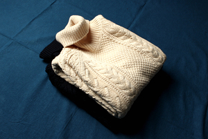 ODM工厂定制 高支纯棉加厚立体麻花保暖高领针织线衫套头复古毛衣