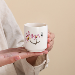 陶瓷单杯功夫茶具配件主人茶杯中式茶盏脂白瓷品茗日式杯家用定制