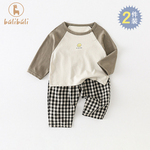 韩版婴儿衣服春季装套装男小童宝宝长袖打底衫休闲裤子洋气两件套