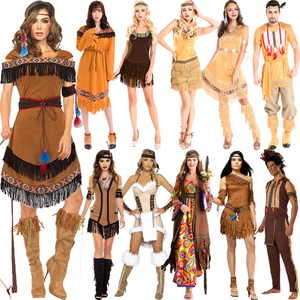 万圣节野人衣服野人部落成人男女印第安人原始服装土著年会表演
