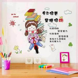 学习励志自粘墙体背景墙前面鼓励小孩墙贴画防水装饰桌子ins,.