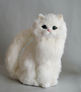 仿真白猫动物波斯猫咪兔皮毛工艺 家居饰品摆件礼品饰品影视道具