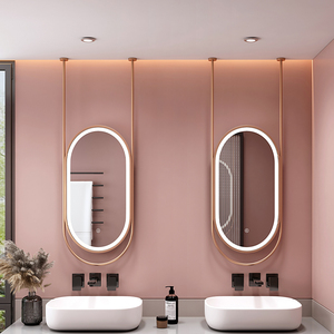 悬挂贴墙挂墙厕所镜子浴室镜收纳椭圆形卫生间智能壁挂民宿镜子