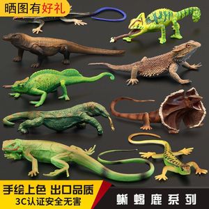 实心儿童仿真动物玩具爬行动物模型套装绿鬣蜥蜥蜴变色龙认知礼品