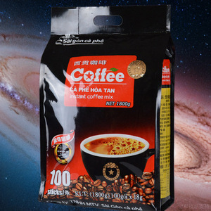 越南西贡炭烧咖啡50条900g三合一速溶咖啡粉正品提神特浓醇厚不酸