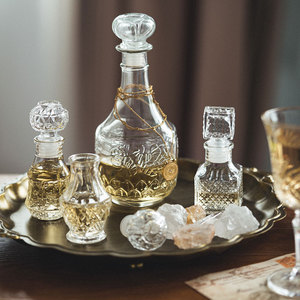 retro法式复古迷你袖珍透明玻璃花瓶欧式精致香水瓶拍照道具装饰