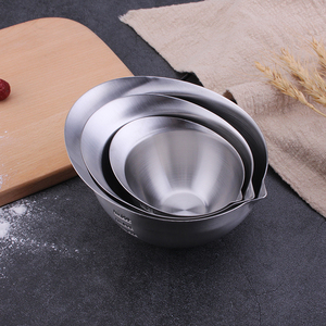 COOKONE18/10不锈钢小碗烘焙打蛋搅拌料理带导流嘴刻度容器可加热