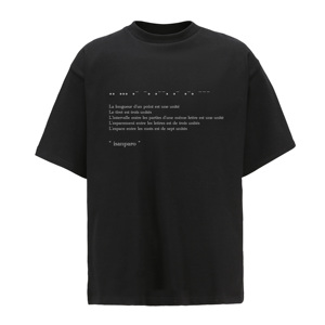 ISANPARO Morse code 280g t-shirt 黑色摩斯密码小领口纯棉短袖