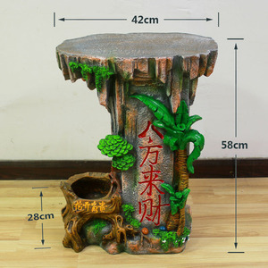 假山流水喷泉摆件鱼缸底座风水轮瀑布仿石桌工艺品树脂置物架花架