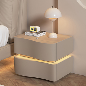 奶油风床头柜2024新款简约现代卧室家用轻奢高级感实木床边收纳柜