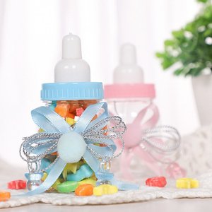 创意宝宝满月回礼喜糖盒欧式奶瓶形状透明pet塑料圆形可爱糖果盒