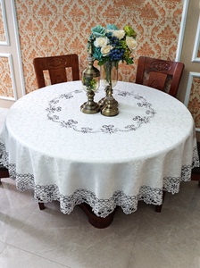 圆桌桌布欧式布艺酒店家用简约清新刺绣大圆形桌子茶几台布餐桌布