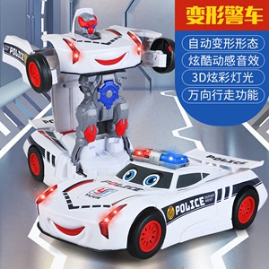 威邦精品百货全自动变形警车机器人儿童电动炫酷声光玩具万向行驶