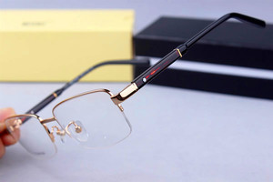 高品近视眼镜框 男士商务半框眼镜架纯钛超轻金色休闲平镜防蓝光