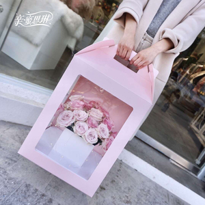 新款INS风网红豪宅手提盒透明花盒 女王节创意礼物盒玫瑰花礼盒