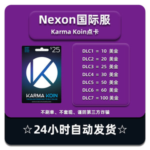 美国Nexon国际服POE/DFO冒险岛Karma Koin点卡KK 10 25 50 100美