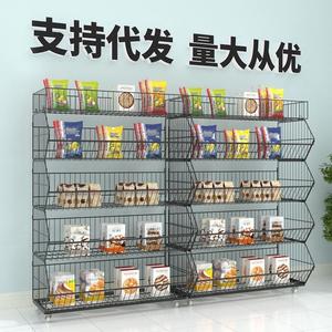 商场零食货架展示架方便面促销架饼干促销层网斜口篮超市货架